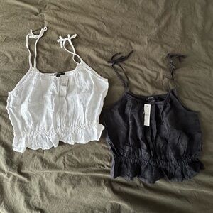 J. Crew White and Black Linen Cami NWT